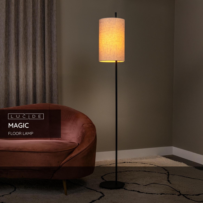 Lucide MAGIC - Stojacia lampa - Ø 24 cm - 1xE27 - Čierna